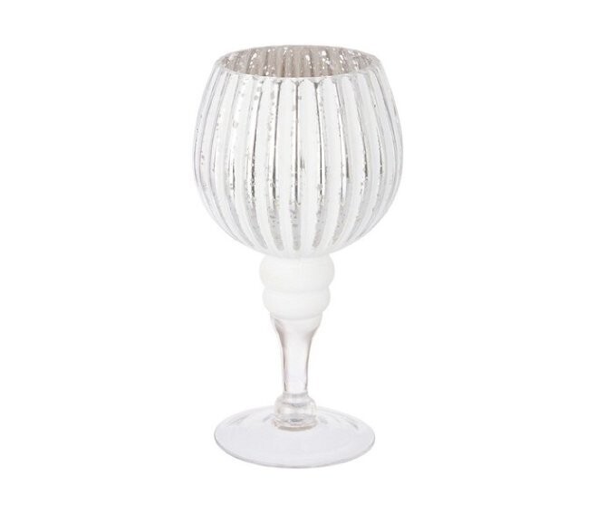 BIZZOTTO - SHEILA PORTA CANDELA IN VETRO A CALICE 1P ARGENTO TAGLIA S 093903001
