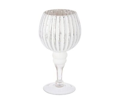 BIZZOTTO - SHEILA PORTA CANDELA IN VETRO A CALICE 1P ARGENTO TAGLIA S 093903001