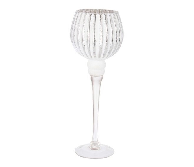 BIZZOTTO - SHEILA PORTA CANDELA IN VETRO A CALICE 1P ARGENTO TAGLIA L 093903003