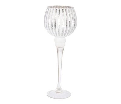 BIZZOTTO - SHEILA PORTA CANDELA IN VETRO A CALICE 1P ARGENTO TAGLIA L 093903003