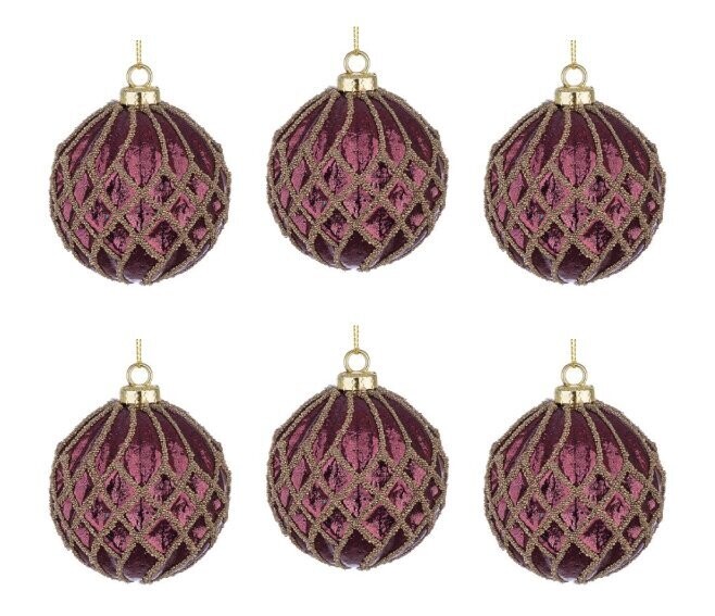 BIZZOTTO - SFERE DI NATALE BURGUNDI PL COLORE ROSSO D80 CONFEZIONE DA 6 PZ. 0932125