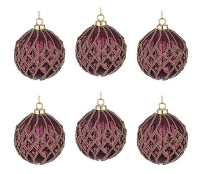 BIZZOTTO - SFERE DI NATALE BURGUNDI PL COLORE ROSSO D80 CONFEZIONE DA 6 PZ. 0932125
