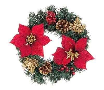 BIZZOTTO - JOSIE CORONA DECORATIVA DI NATALE POINSETTIA ROSSO GHIRLANDA DN. 35 CM. 0934843