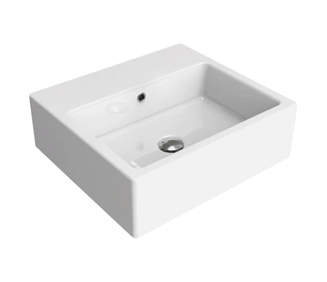 FLAMINIA - ACQUALIGHT LAVABO 50 CM. DA APPOGGIO O SOSPESO, CON TROPPOPIENO, BIANCO 5058