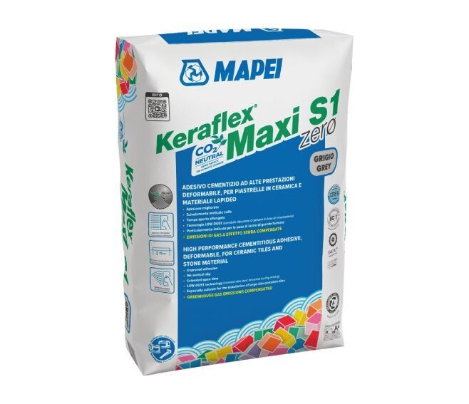 MAPEI - KERAFLEX MAXI S1 ZERØ ADESIVO CEMENTIZIO AD ALTE PRESTAZIONI SACCO DA 25 KG. COLORE GRIGIO 1202425