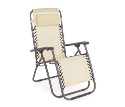 BIZZOTTO - MARTIN SEDIA SDRAIO PIEGHEVOLE E RECLINABILE CON BRACCIOLI BEIGE 0814955