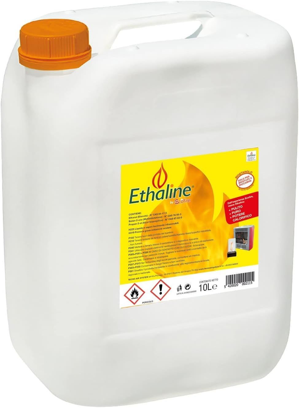 TECNOAIRSYSTEM  BIOETANOLO ETHALINE LIQUIDO INODORE 10 LITRI - CB30ETH TECNOAIRSYSTEM  BIOETANOLO ETHALINE LIQUIDO INODORE 10 LITRI - CB30ETH