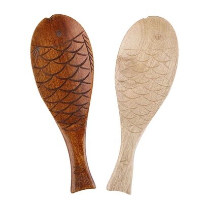 23614 Fish Shape Non Stick Rice Wood Paddle/Spoon