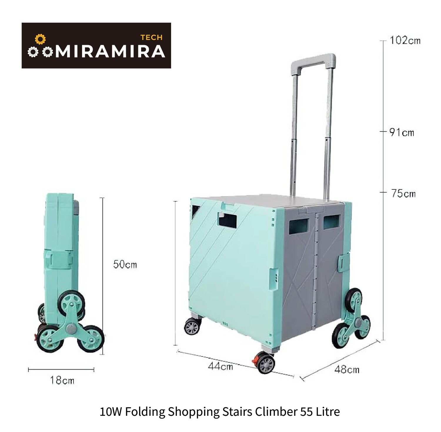 L0357 MiraMira 10W Folding Shopping Stairs Climber 55 Litre