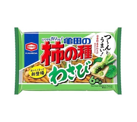 24523 Kameda Kaki No Tane Wasabi (Peanuts and Rice Crackers) 6/190g