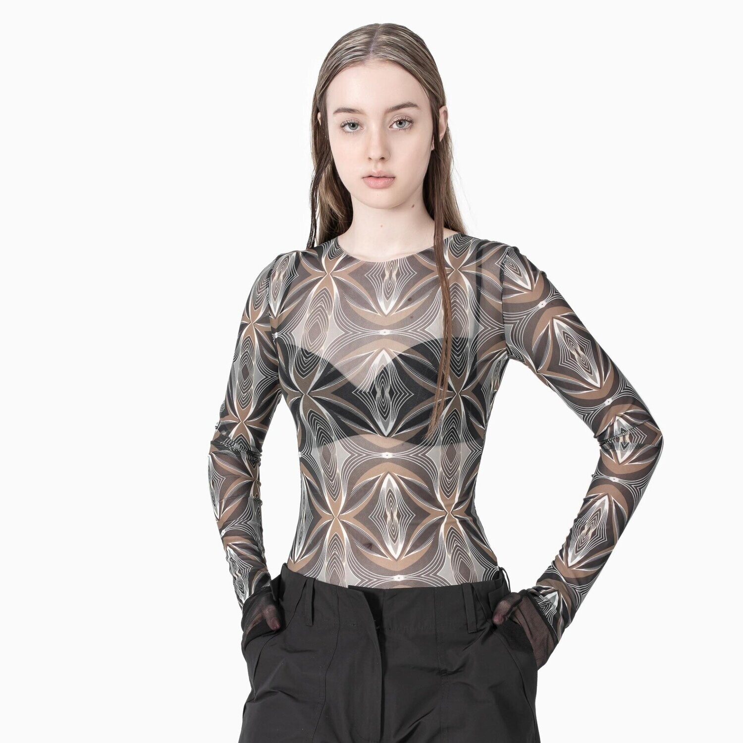 Sheer printed top clearance