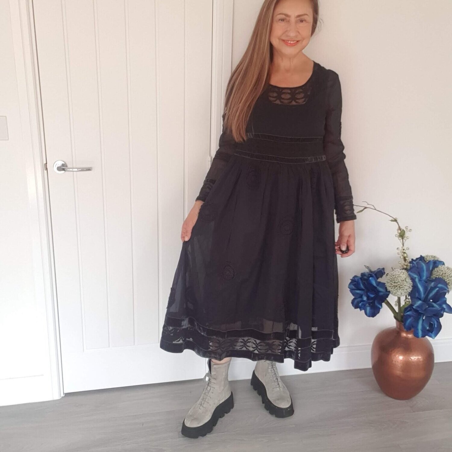 Ewaiwalla Black Organdie Dress