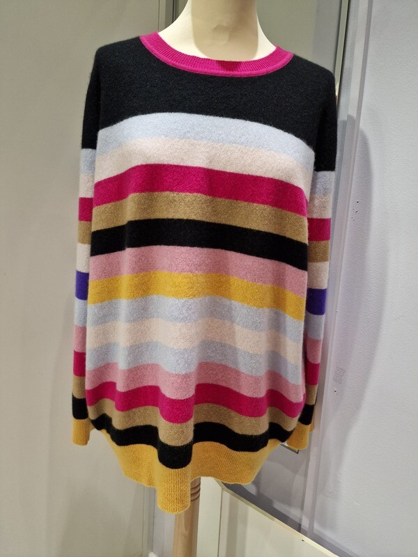LOOP CASHMERE POLO NECK MULTI STRIPE JUMPER