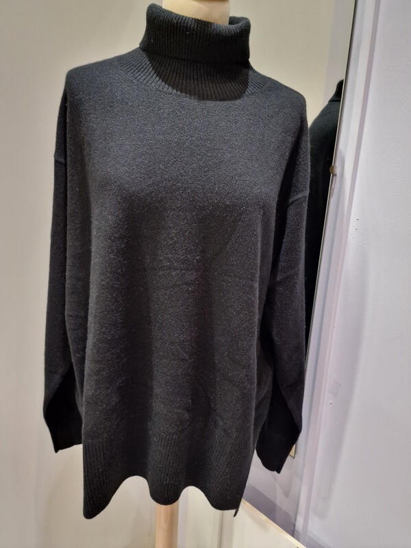 LOOP CASHMERE BLACK POLO NECK JUMPER LOOP CASHMERE BLACK POLO NECK JUMPER