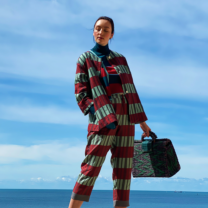 Traces of Me Coat Audrey Shorty Deep Stripes