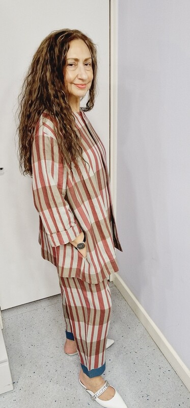 TRACES OF ME COAT AUDREY SHORTY DEEP STRIPES