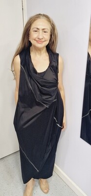 NU QUIRKY BLACK DRESS WITH WHITE STITCHING 