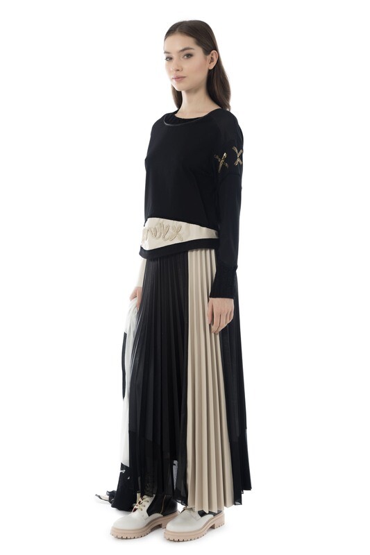 ELISA CAVALETTI  FAUX FABRIC PLEATED SKIRT