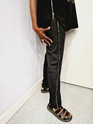 CARACLAN BLACK TROUSERS WITH SIDE CHAINS