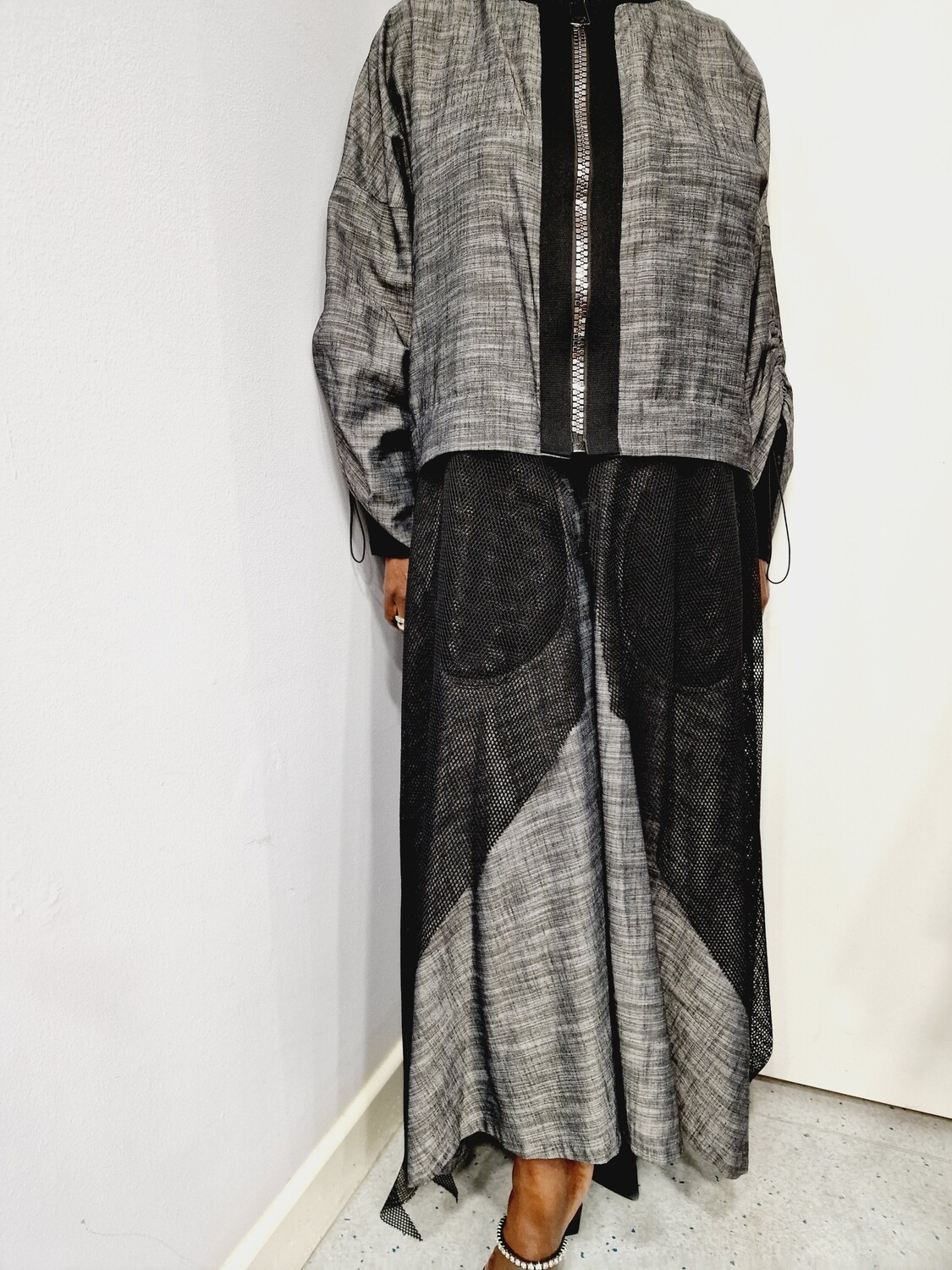 CARACLAN JACKET WITH NET DETAIL