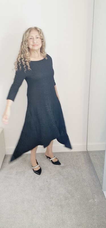 XENIA DESIGN TEXTURED BLACK DRESS 