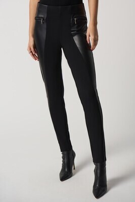 JOSEPH RIBKOFF TROUSERS WITH FAUX LEATHER TRIMS