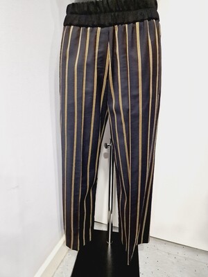 ALYSI NAVY-GOLD STRYPE TROUSERS