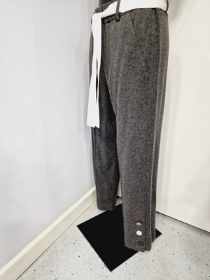 ALYSI WOOL GREY TROUSERS WITH SIDE BUTTONS