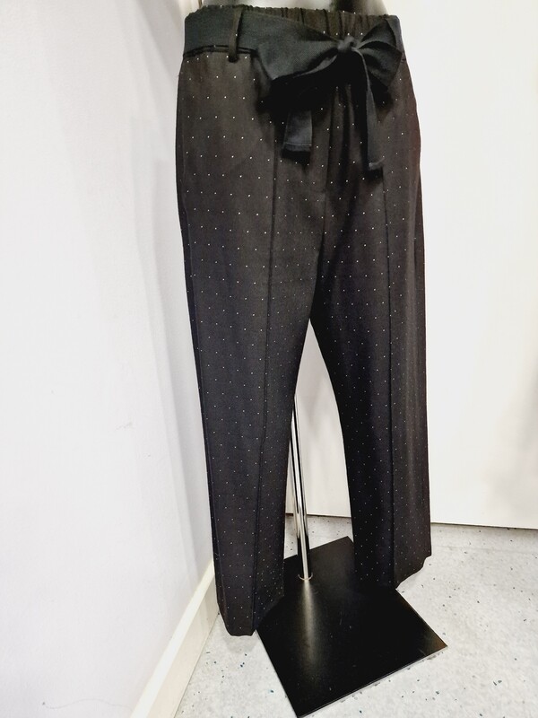ALYSI BLACK TROUSERS WITH WHITE DOTS ALYSI BLACK TROUSERS WITH WHITE DOTS
