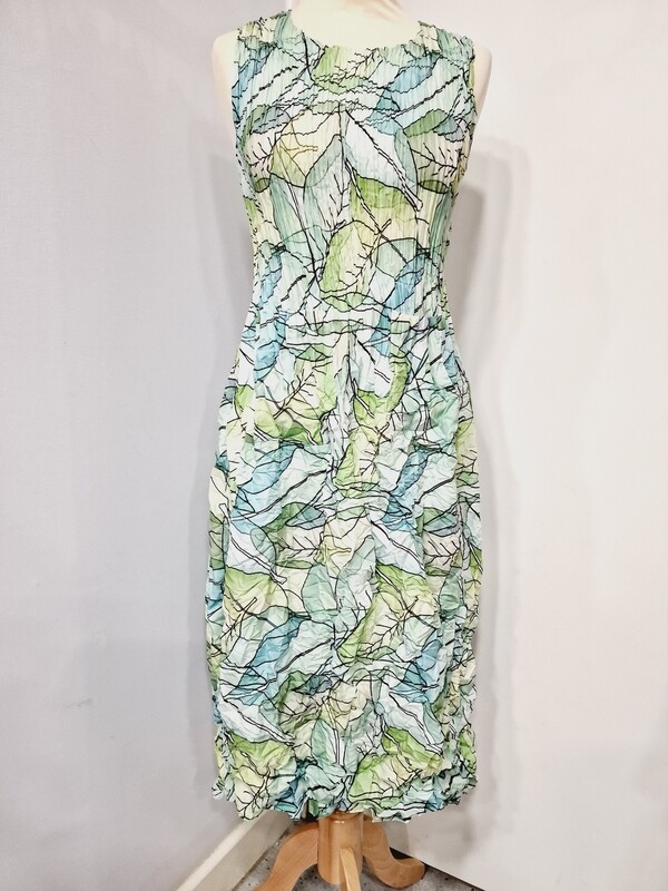ALQUEMA SLEEVELESS SMASH DRESS PAPER LEAF