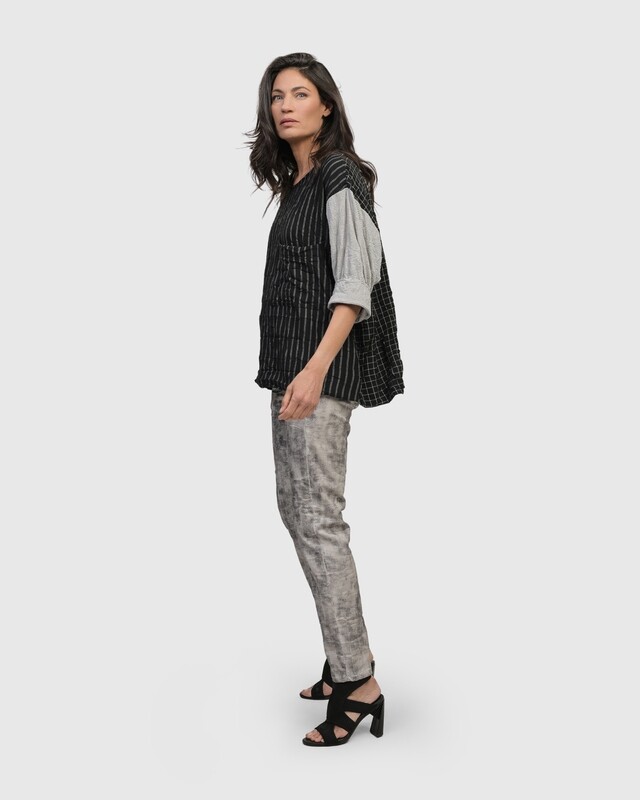 ALEMBIKA STRETCHY STRAIGHT LEG TROUSERS-MARBLE