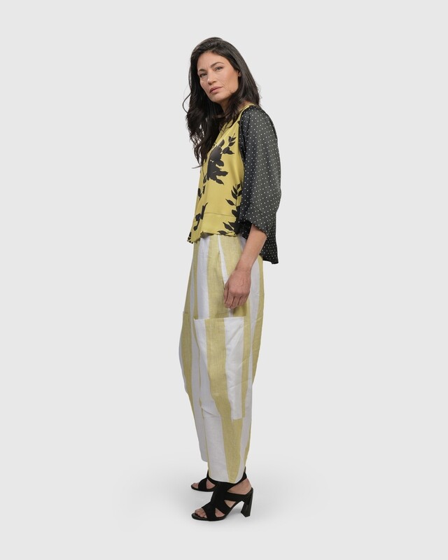 ALEMBIKA WIDE LEG STRIPE TROUSERS-LIME/WHITE