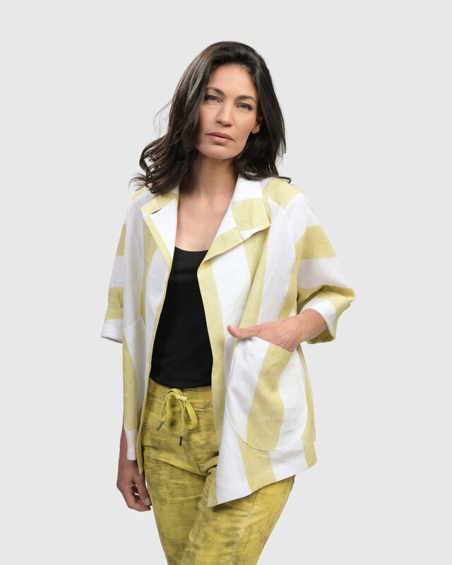 ALEMBIKA OVERSIZED STRIPE JACKET-LIME/WHITE