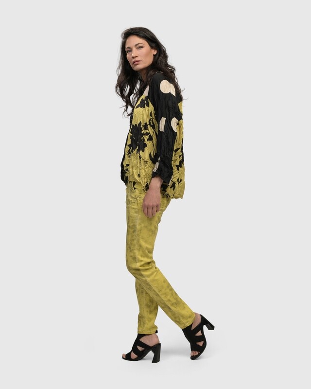 ALEMBIKA STRETCHY STRAIGHT LEG TROUSERS-CITRON