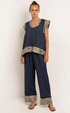 GREEK ARCHAIC KORI NAVY-GOLD TROUSERS