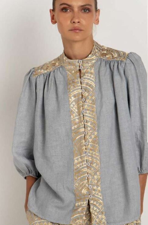 GREEK ARCHAIC KORI LIGHT GREY-GOLD SHIRT