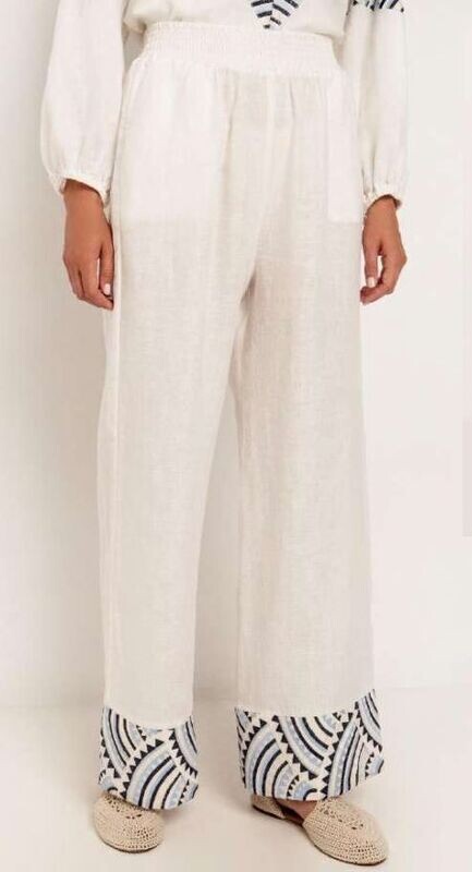 GREEK ARCHAIC KORI TROUSERS WHITE-CIEL