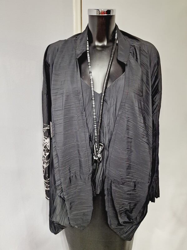 CARACLAN TAFFETA JACKET WITH ABSTRACT PRINT 
