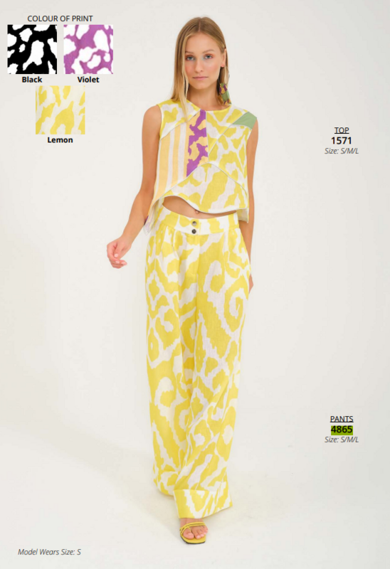 CARACLAN LEMON/WHITE TROUSERS