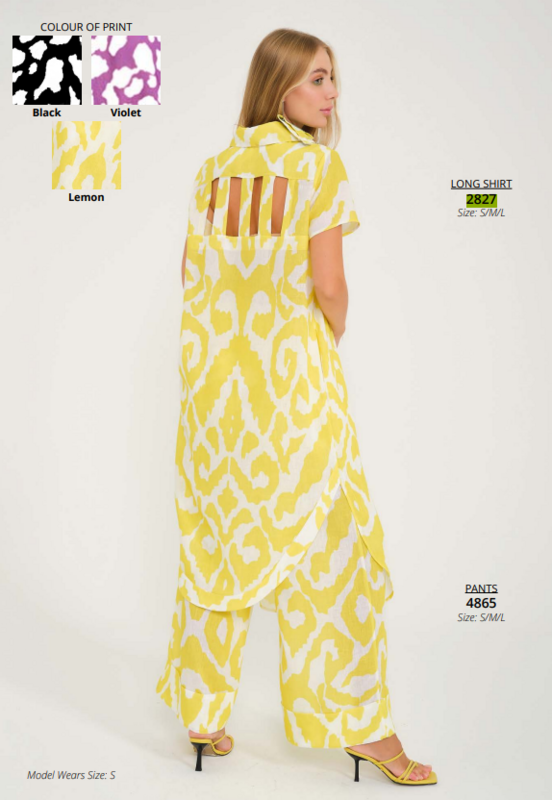 CARACLAN LONG SHIRT-DRESS LEMON/WHITE