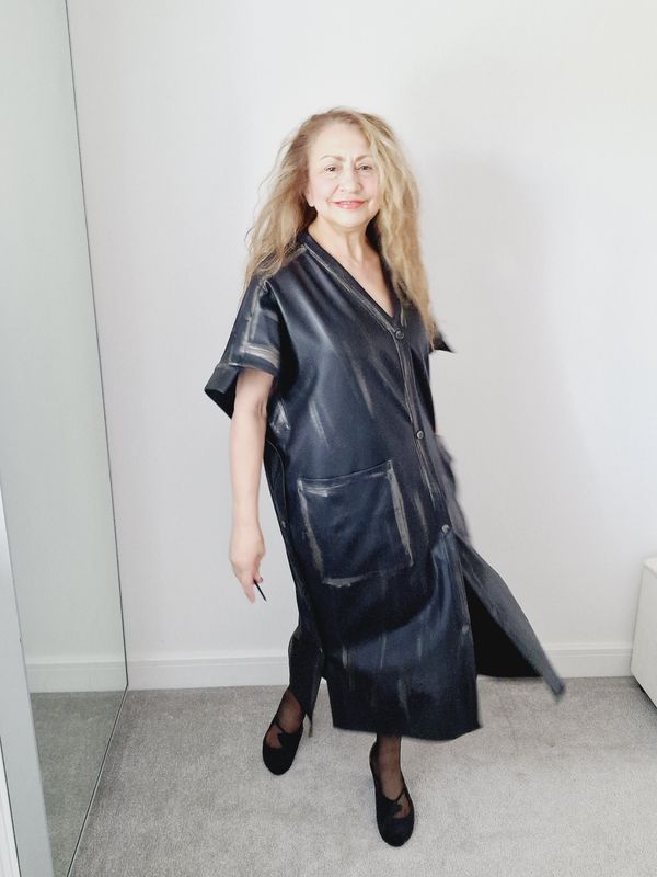 CARACLAN FAUX LEATHER COAT/DRESS