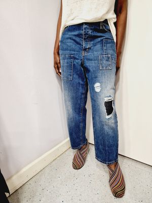 EWAIWALLA PATCHWORK DENIM TROUSERS
