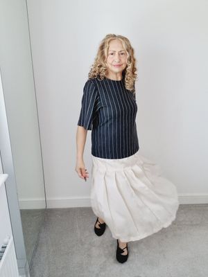 ALYSI DRESS GREY/ IVORY