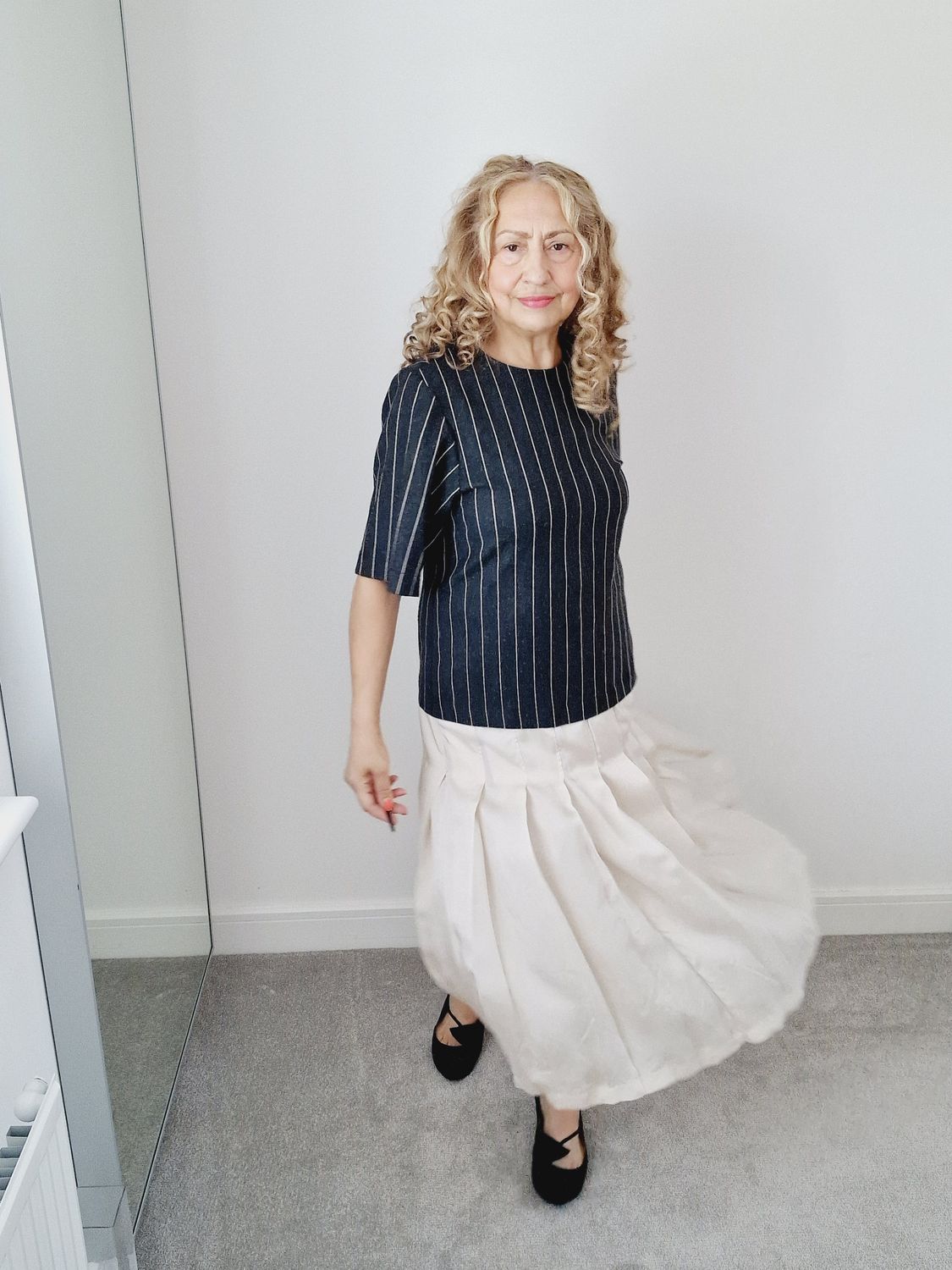 ALYSI DRESS GREY/ IVORY