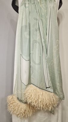 ELISA CAVALETTI SILK WRAP WITH FAUX FUR