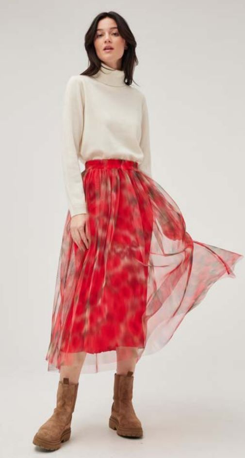 LEO&UGO RED/MULTI TULLE SKIRT