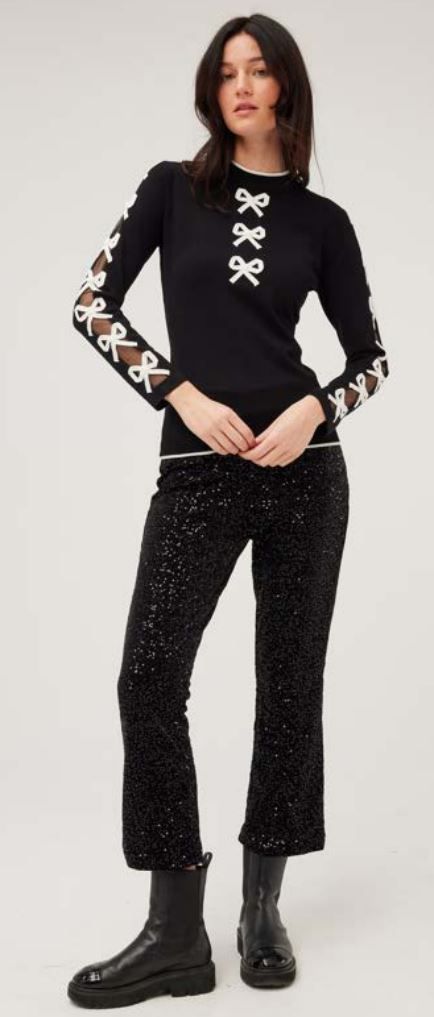 LEO&UGO BLACK JUMPER WITH WHITE BOWS