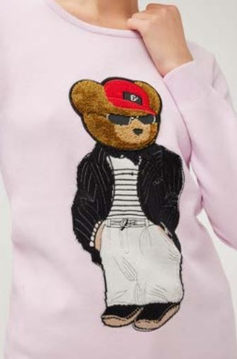 LEO&UGO BLUE JUMPER WITH TEDDY BEAR EMBROIDERY