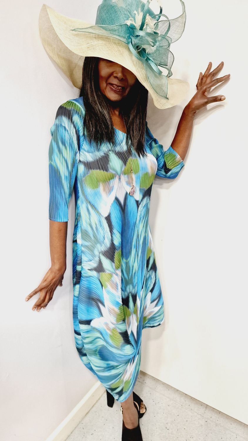 ALQUEMA DRAPER DRESS AQUA BOWS