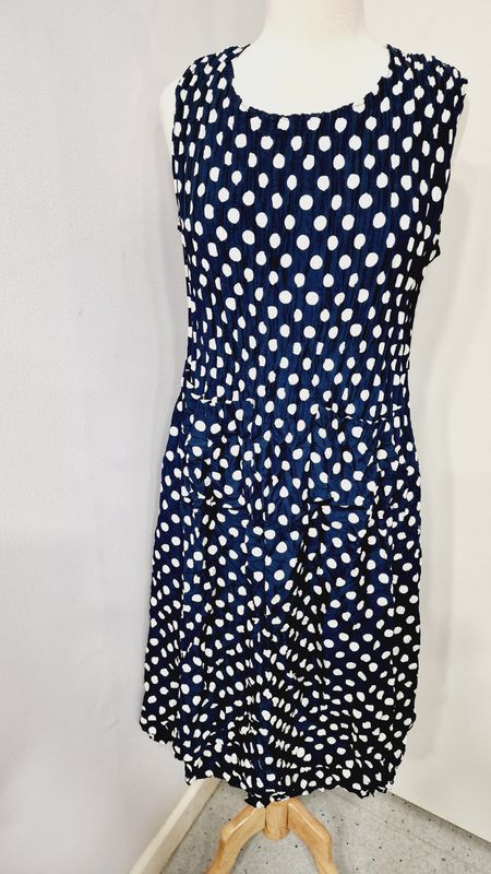 ALQUEMA SLEEVELESS SMASH DRESS INK WHITE SPOTS
